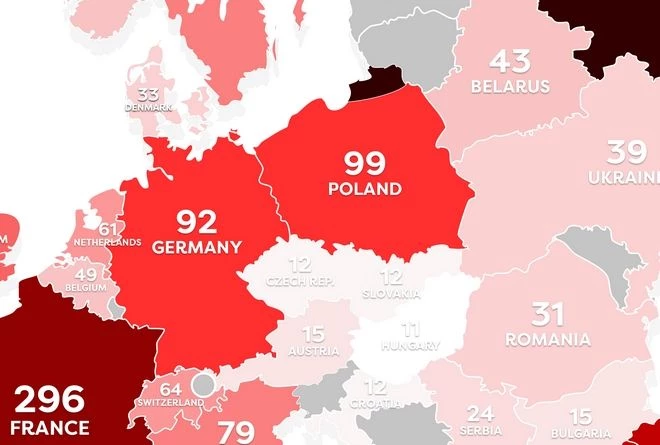 Χάρτης: Τα πολεμικά αεροσκάφη στην Ευρώπη – Πόσα έχει η Ελλάδα και πόσα η Τουρκία